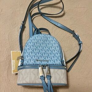 Michael Kors Light Blue and Beige Backpack